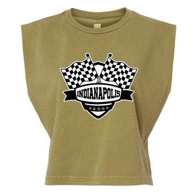 Indianapolis Indiana Racing Checkered Flag Garment-Dyed Women's Muscle Tee