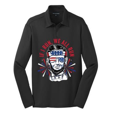 If I Run We All Run Fireworks Director Lincoln Gift Silk Touch Performance Long Sleeve Polo