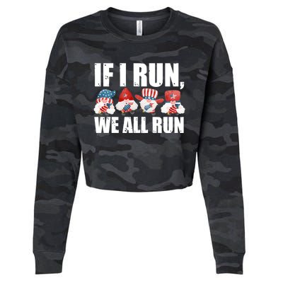 If I Run We All Run Fireworks Director Usa Cute Gift Cropped Pullover Crew