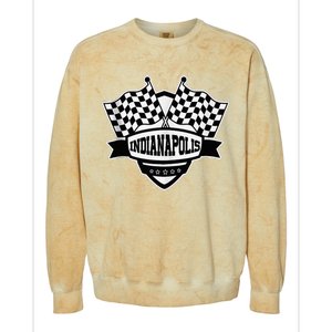 Indianapolis Indiana Racing Checkered Flag Colorblast Crewneck Sweatshirt