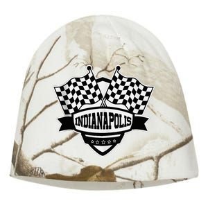 Indianapolis Indiana Racing Checkered Flag Kati - Camo Knit Beanie