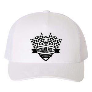 Indianapolis Indiana Racing Checkered Flag Yupoong Adult 5-Panel Trucker Hat