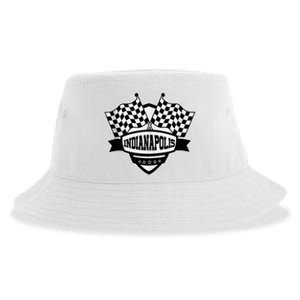 Indianapolis Indiana Racing Checkered Flag Sustainable Bucket Hat