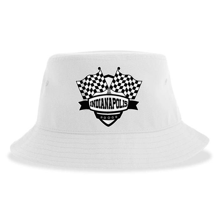 Indianapolis Indiana Racing Checkered Flag Sustainable Bucket Hat