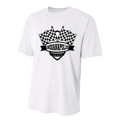 Indianapolis Indiana Racing Checkered Flag Performance Sprint T-Shirt