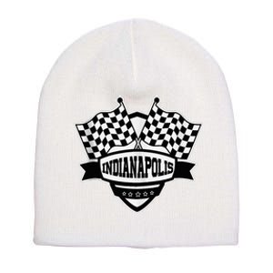 Indianapolis Indiana Racing Checkered Flag Short Acrylic Beanie