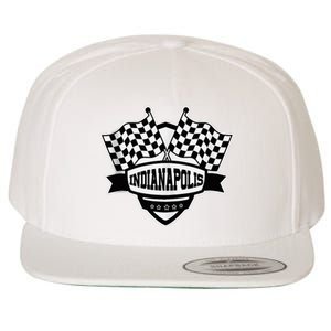 Indianapolis Indiana Racing Checkered Flag Wool Snapback Cap