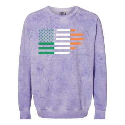 Ireland Irish Roots American Flag Irish Roots Gift Colorblast Crewneck Sweatshirt