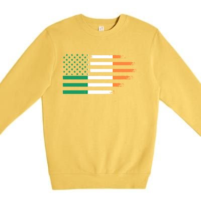 Ireland Irish Roots American Flag Irish Roots Gift Premium Crewneck Sweatshirt