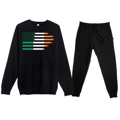 Ireland Irish Roots American Flag Irish Roots Gift Premium Crewneck Sweatsuit Set