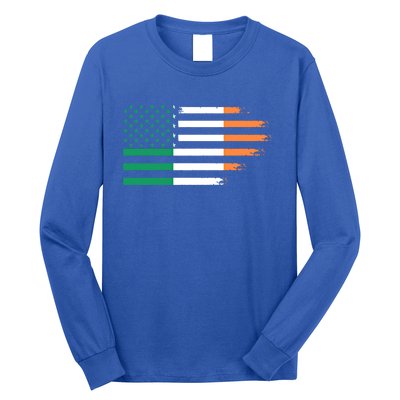 Ireland Irish Roots American Flag Irish Roots Gift Long Sleeve Shirt