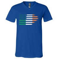 Ireland Irish Roots American Flag Irish Roots Gift V-Neck T-Shirt