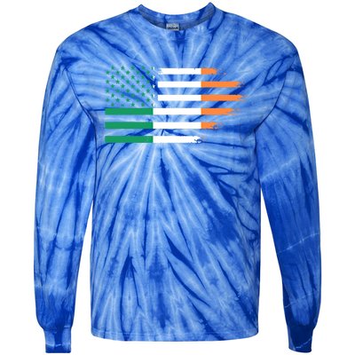 Ireland Irish Roots American Flag Irish Roots Gift Tie-Dye Long Sleeve Shirt