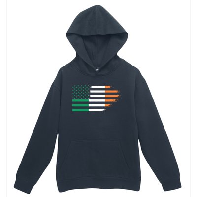 Ireland Irish Roots American Flag Irish Roots Gift Urban Pullover Hoodie