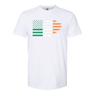 Ireland Irish Roots American Flag Irish Roots Gift Softstyle CVC T-Shirt