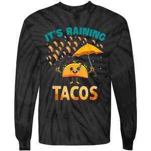 It Is Raining Tacos Funny Taco Kids Tie-Dye Long Sleeve Shirt