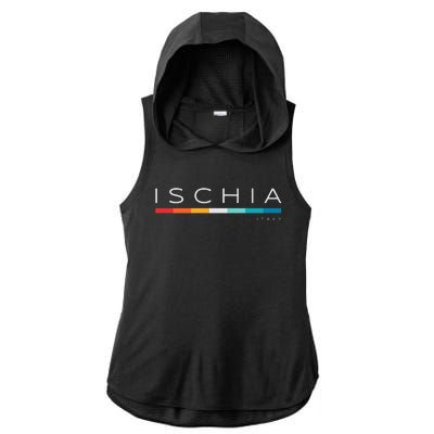 Ischia Italy Retro Ladies PosiCharge Tri-Blend Wicking Draft Hoodie Tank