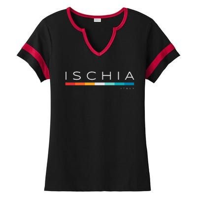 Ischia Italy Retro Ladies Halftime Notch Neck Tee