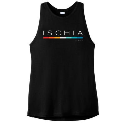 Ischia Italy Retro Ladies PosiCharge Tri-Blend Wicking Tank