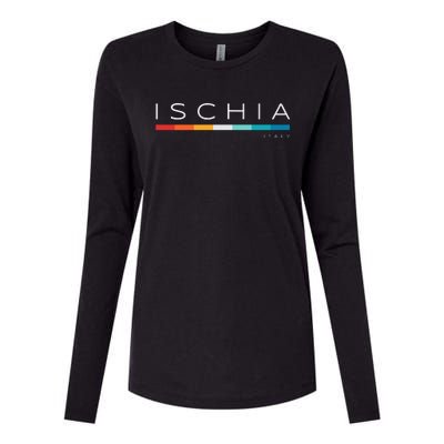 Ischia Italy Retro Womens Cotton Relaxed Long Sleeve T-Shirt