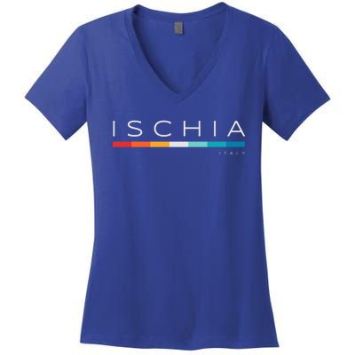 Ischia Italy Retro Women's V-Neck T-Shirt