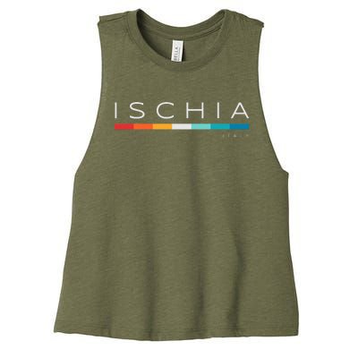 Ischia Italy Retro Women's Racerback Cropped Tank