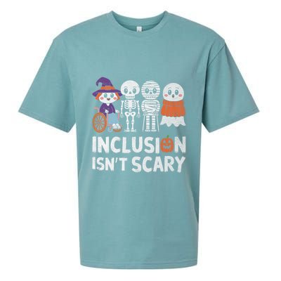 Inclusion IsnT Scary Ghost Mummy Halloween Slp Sped Teacher Sueded Cloud Jersey T-Shirt