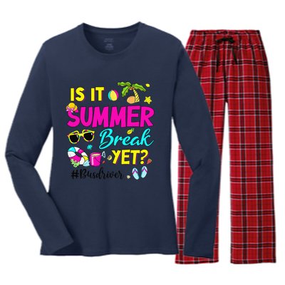 Is It Summer Break Yet Bus Driver Last Day Of School Women's Long Sleeve Flannel Pajama Set 