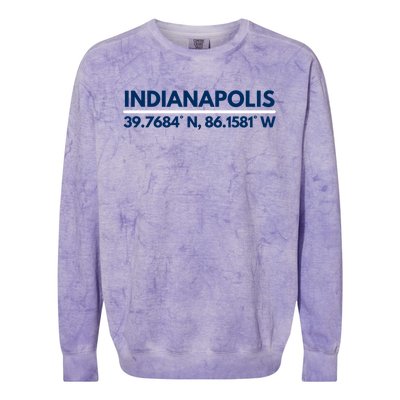 Indianapolis In Souvenir Indianapolis Latitude Longitude Gift Colorblast Crewneck Sweatshirt