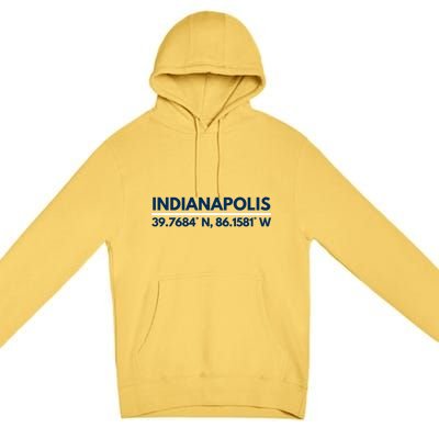 Indianapolis In Souvenir Indianapolis Latitude Longitude Gift Premium Pullover Hoodie