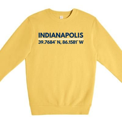 Indianapolis In Souvenir Indianapolis Latitude Longitude Gift Premium Crewneck Sweatshirt