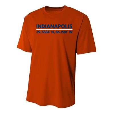 Indianapolis In Souvenir Indianapolis Latitude Longitude Gift Performance Sprint T-Shirt