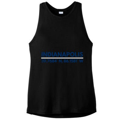 Indianapolis In Souvenir Indianapolis Latitude Longitude Gift Ladies PosiCharge Tri-Blend Wicking Tank