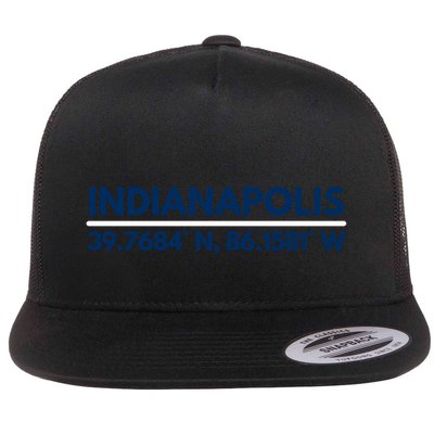 Indianapolis In Souvenir Indianapolis Latitude Longitude Gift Flatbill Hat