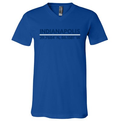 Indianapolis In Souvenir Indianapolis Latitude Longitude Gift V-Neck T-Shirt