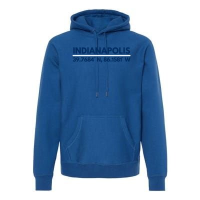 Indianapolis In Souvenir Indianapolis Latitude Longitude Gift Premium Hoodie