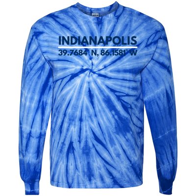 Indianapolis In Souvenir Indianapolis Latitude Longitude Gift Tie-Dye Long Sleeve Shirt