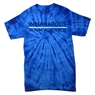 Indianapolis In Souvenir Indianapolis Latitude Longitude Gift Tie-Dye T-Shirt