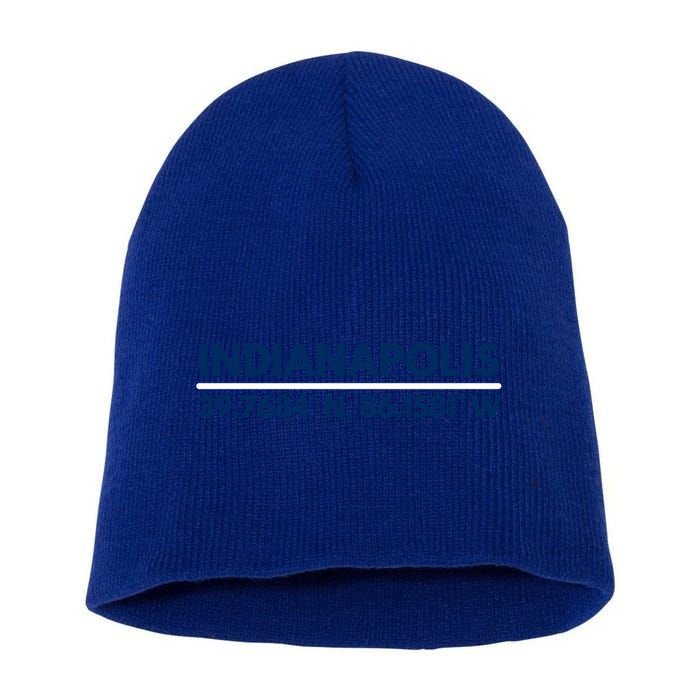 Indianapolis In Souvenir Indianapolis Latitude Longitude Gift Short Acrylic Beanie