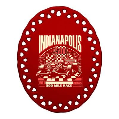 Indianapolis Indiana State 500 Race Car Formula Racing Car Ceramic Oval Ornament