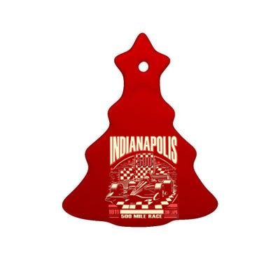 Indianapolis Indiana State 500 Race Car Formula Racing Car Ceramic Tree Ornament