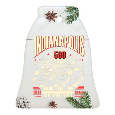 Indianapolis Indiana State 500 Race Car Formula Racing Car Ceramic Bell Ornament