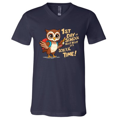 It Is School Time Funny First Day Of School Gift V-Neck T-Shirt