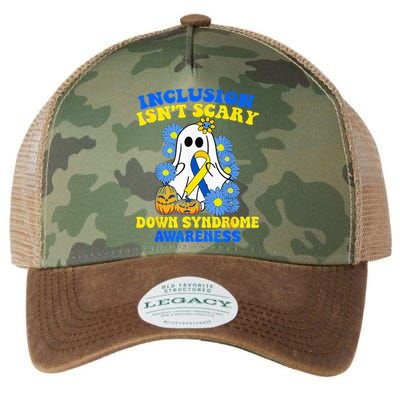 Inclusion Isnt Scary Halloween Ghost Down Syndrome Awareness Legacy Tie Dye Trucker Hat