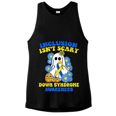 Inclusion Isnt Scary Halloween Ghost Down Syndrome Awareness Ladies PosiCharge Tri-Blend Wicking Tank