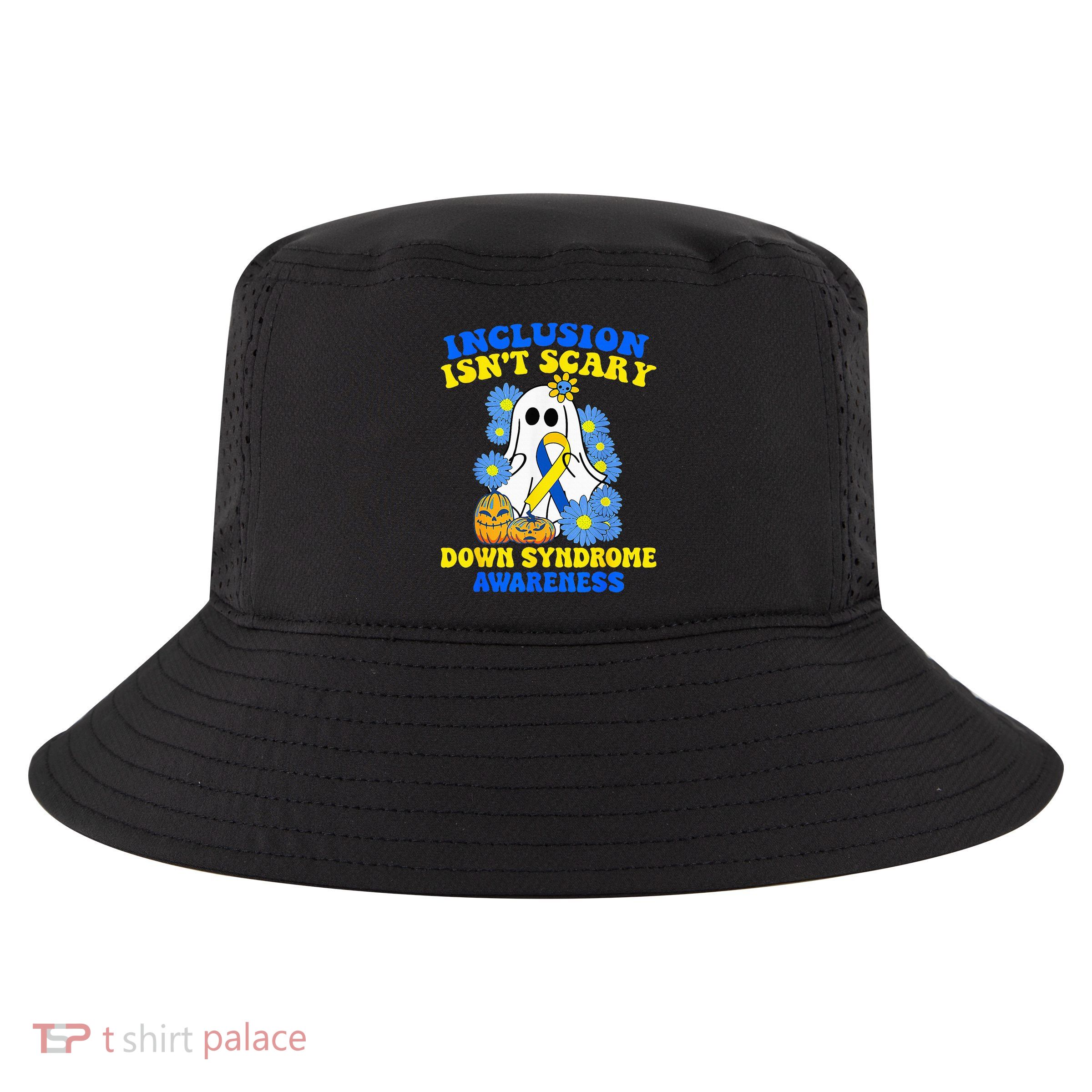 Inclusion Isnt Scary Halloween Ghost Down Syndrome Awareness Cool Comfort Performance Bucket Hat