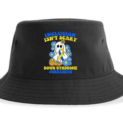 Inclusion Isnt Scary Halloween Ghost Down Syndrome Awareness Sustainable Bucket Hat