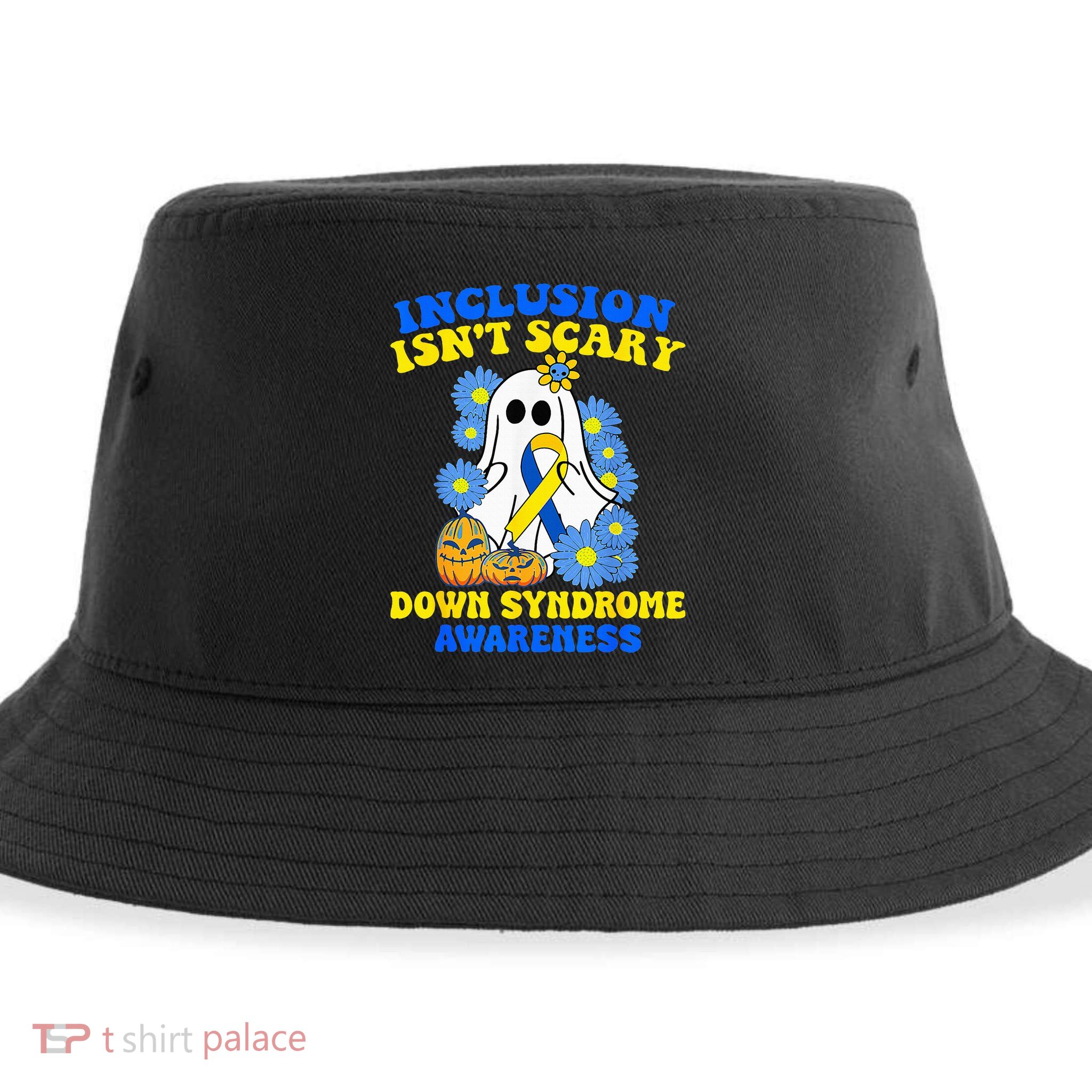 Inclusion Isnt Scary Halloween Ghost Down Syndrome Awareness Sustainable Bucket Hat