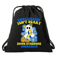 Inclusion Isnt Scary Halloween Ghost Down Syndrome Awareness Drawstring Bag