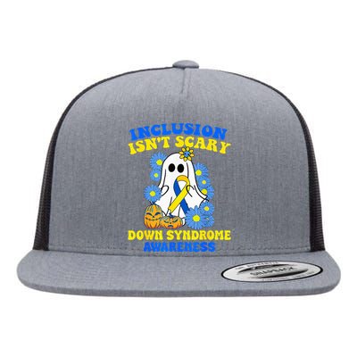 Inclusion Isnt Scary Halloween Ghost Down Syndrome Awareness Flat Bill Trucker Hat